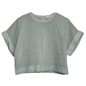 Madewell Dolman Crop Top in Stripe Short Sleeve Boxy Blouse Small